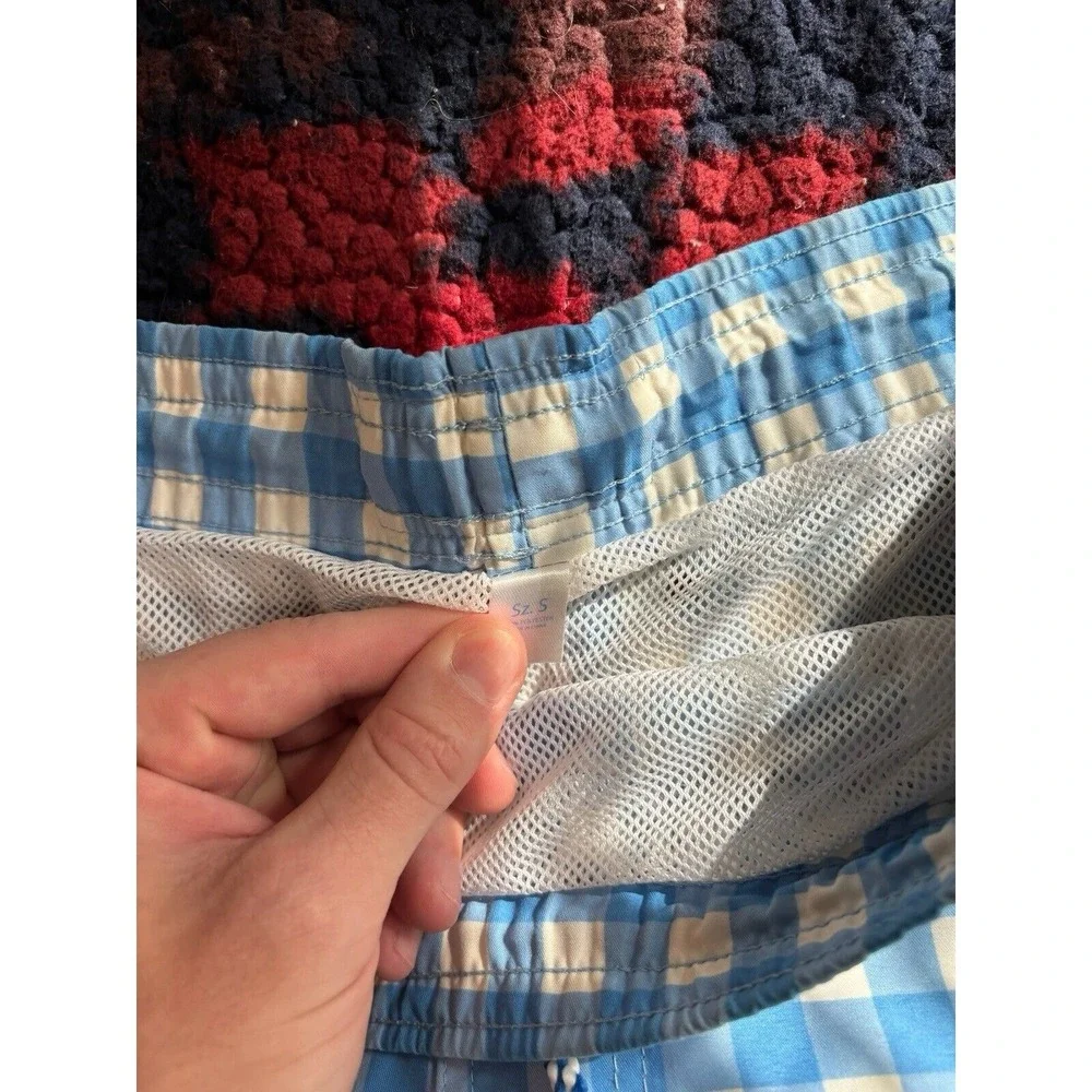 Southern Tide Blue White Checked Swim Trunks Size Small